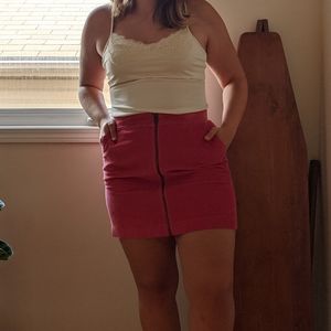 Corduroy pink mini skirt